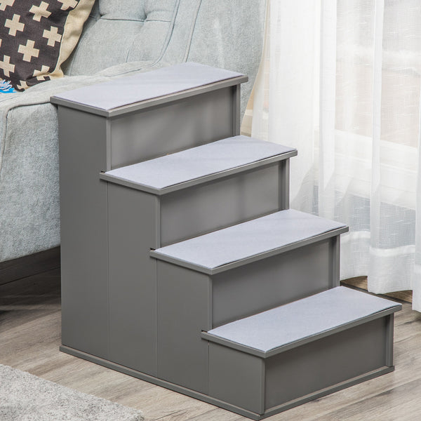Dog stairs with non-slip mat, 40 x 59 x 54 cm, grey