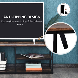 Industrial TV Stand for TVs up to 55 inches with Shelves, Rustic Brown