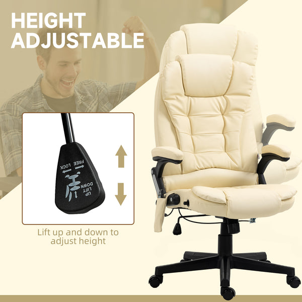 Adjustable heated and massaging office chair, beige