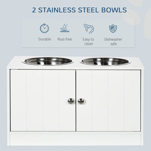 Raised dog bowls with stand and storage