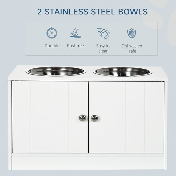 Raised dog bowls with stand and storage