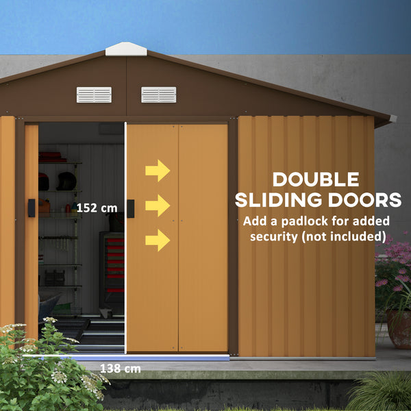 Garden shed with foundation kit and double door