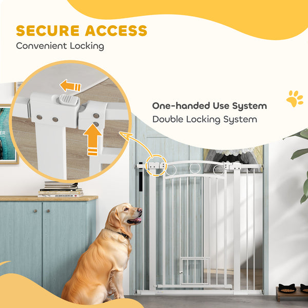 Extra-tall dog gate with cat flap
