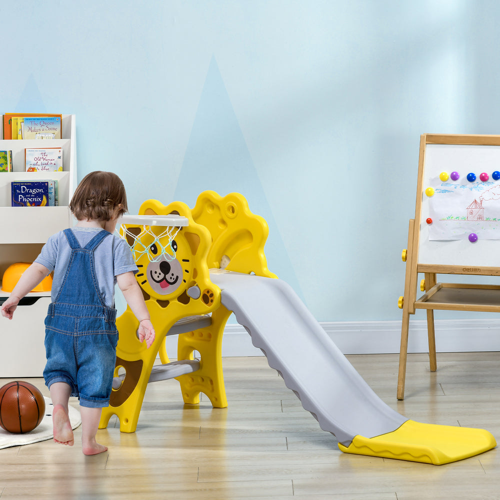 3-in-1 Toddler Slide with Lion Design, 18-36 Months, Yellow