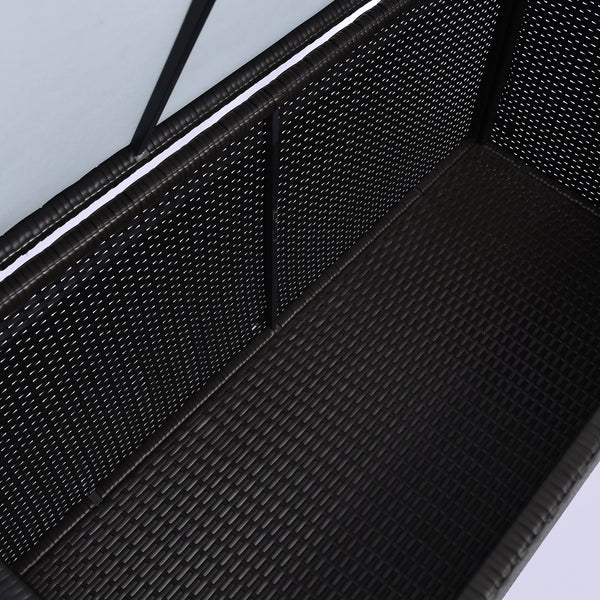 75 Gallon Outdoor Wicker Storage Box with Gas Lift, Dark Brown