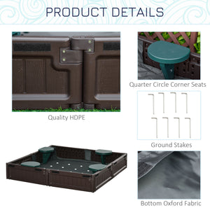 Sandpit with canopy and fabric cover, brown