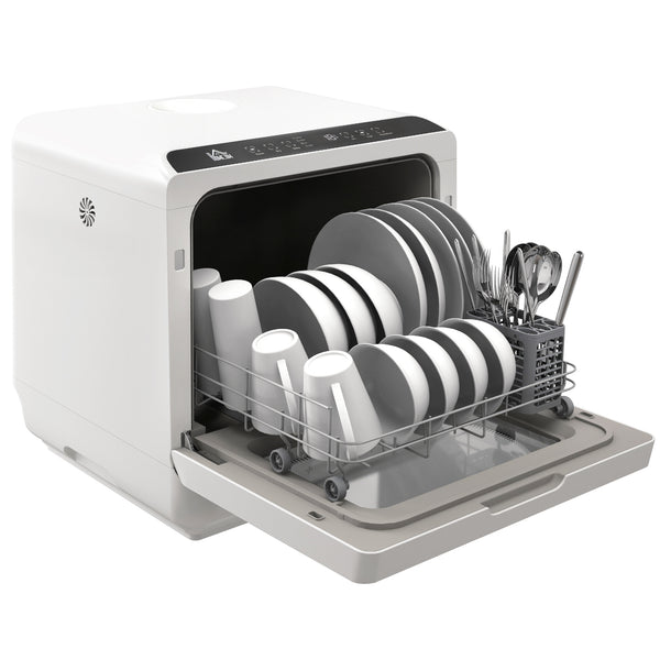 Portable Dishwasher, Counter Dishwasher with 4 Place Settings, 5 Washing Programs, Air-Dry Function, 6L Water Tank