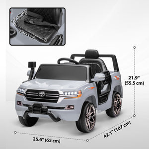 Licensed 12V Toyota Land Cruiser Car with Remote Control, Grey