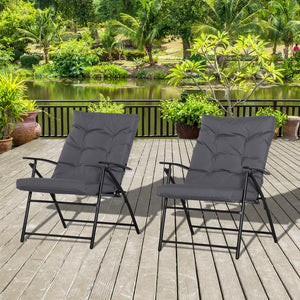 Set of 2 folding outdoor chairs with adjustable backrest, grey