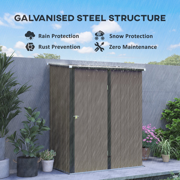Steel garden shed with a simple lockable door