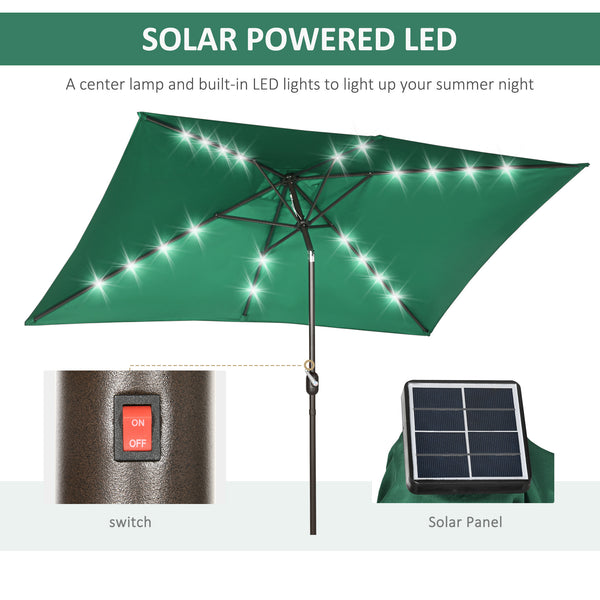 9.7-foot rectangular patio umbrella with crank handle and LED lighting 