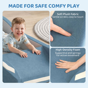 Blue foam car play modules with ball pit