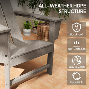 Plastic Adirondack chair with high back and wide armrests, dark gray