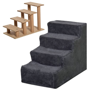 4-step dog ramp with removable cover, dark grey