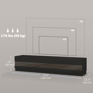 Illuminated TV stand for TVs up to 75 inches, glossy black