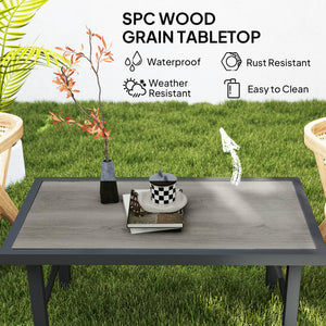 Metal coffee table for outdoor garden, aged gray