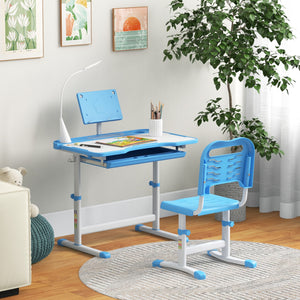 Children's study table with tilting top, blue