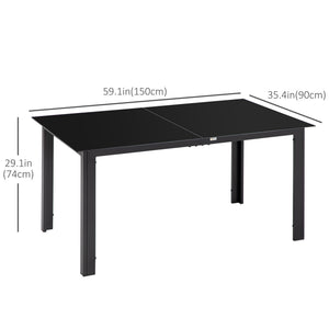 Rectangular black aluminum garden table