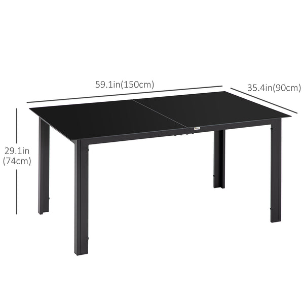 Rectangular black aluminum garden table