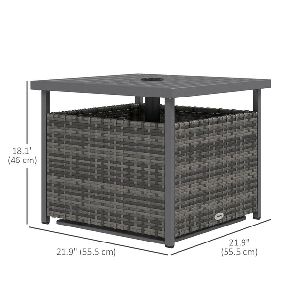 Wicker patio coffee table with parasol hole - Heather Grey