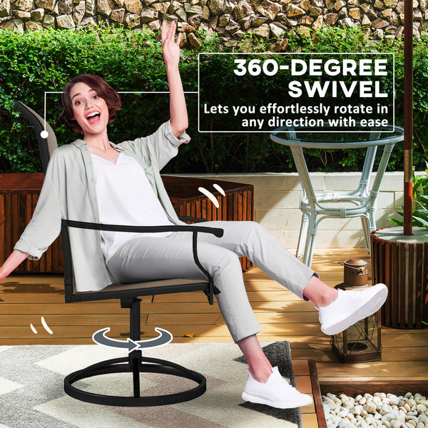 Set of 2 outdoor swivel chairs