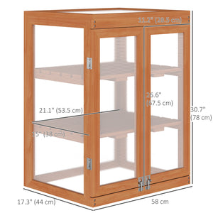 Portable 2-tier wooden greenhouse, polycarbonate cold frame