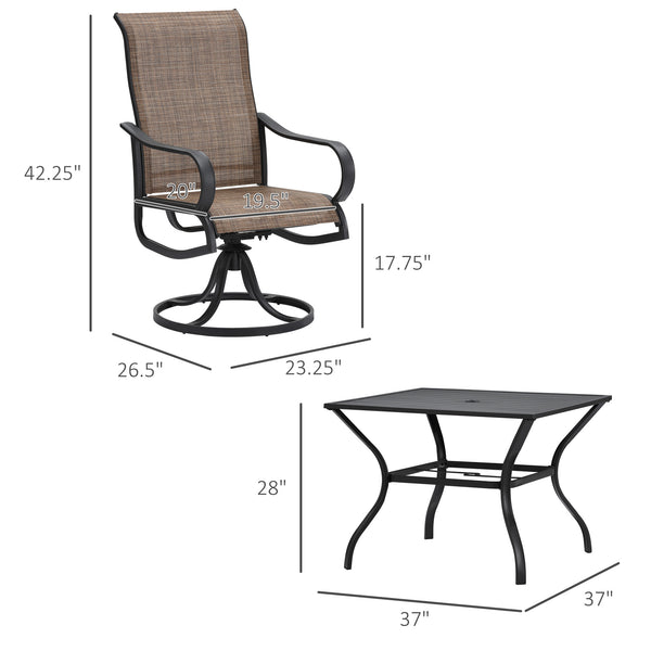 5-piece outdoor dining set, black