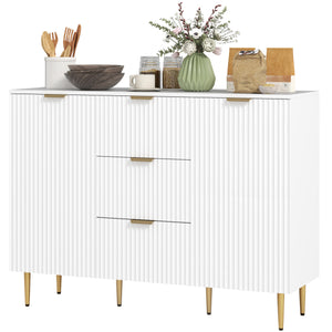 Sideboard with 3 drawers and adjustable shelves, white