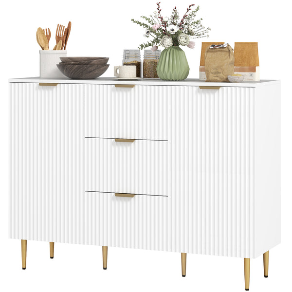 Sideboard with 3 drawers and adjustable shelves, white