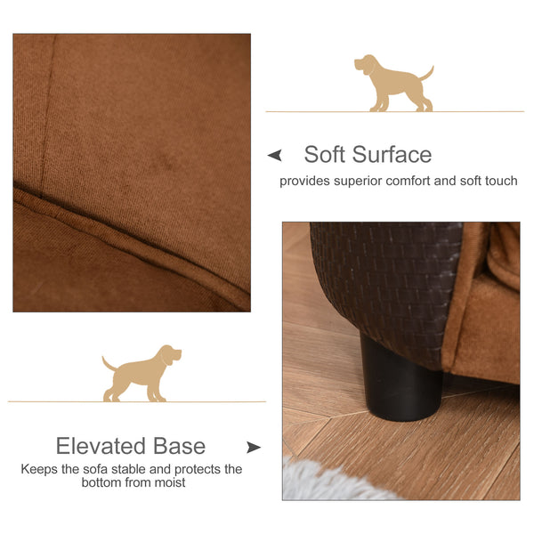 Raised dog sofa with removable and washable cushion