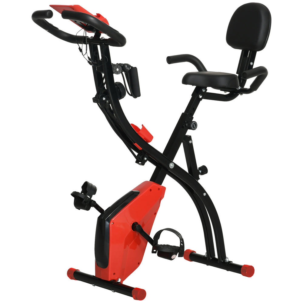 3-in-1 Folding Exercise Bike with 8-Level Magnetic Resistance, Red