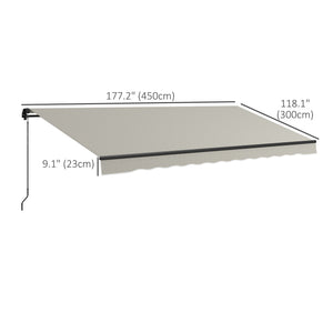 15' x 10' Retractable Awning, 280gsm UV Resistant Sunshade Shelter, for Deck, Balcony, Yard, Light Grey