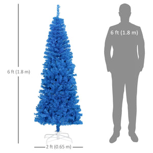 6ft Blue Artificial Christmas Tree with Automatic Opening