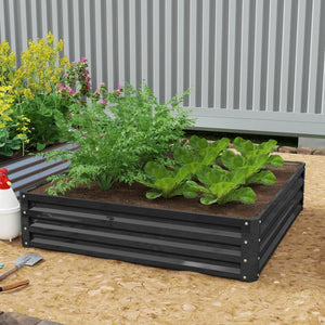 Raised planter in galvanized steel, grey