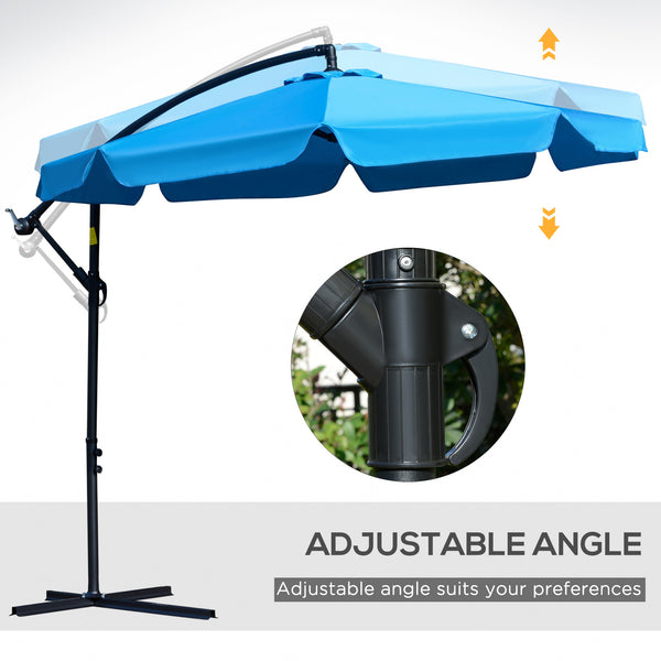 8.7-foot cantilever parasol with cross base, blue
