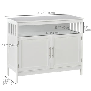 Wooden console table with open shelf and 2-tier cabinet, white