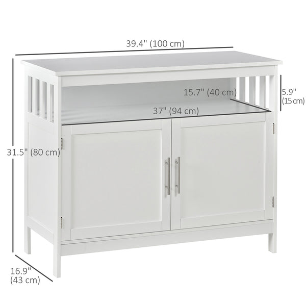 Wooden console table with open shelf and 2-tier cabinet, white