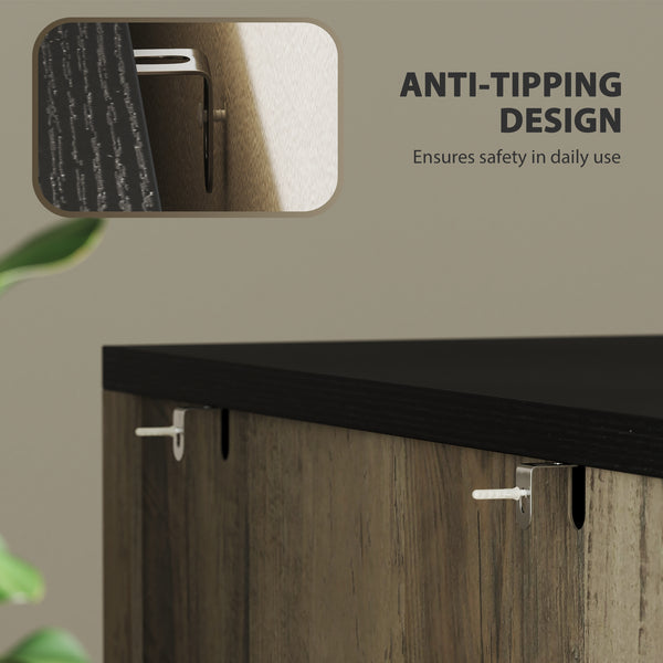 Country Style 2-Drawer Filing Cabinet with Adjustable Hanging Bars for Letter, A4, Legal Size, Grey