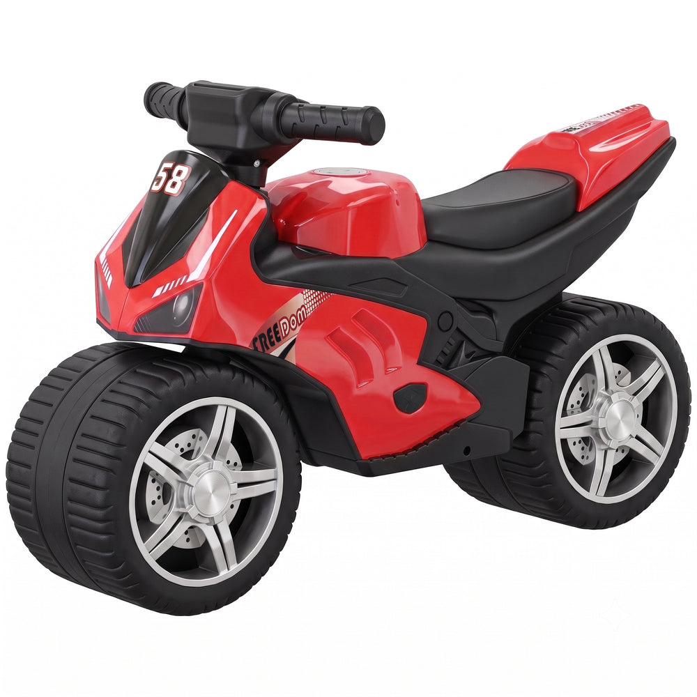 Red musical ride-on motorcycle, 18 to 36 months