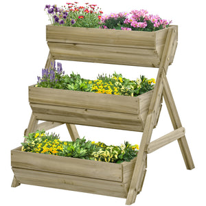 3-tier raised wooden planter