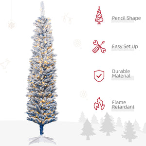 6ft Pre-Lit Frosted Artificial Christmas Trees