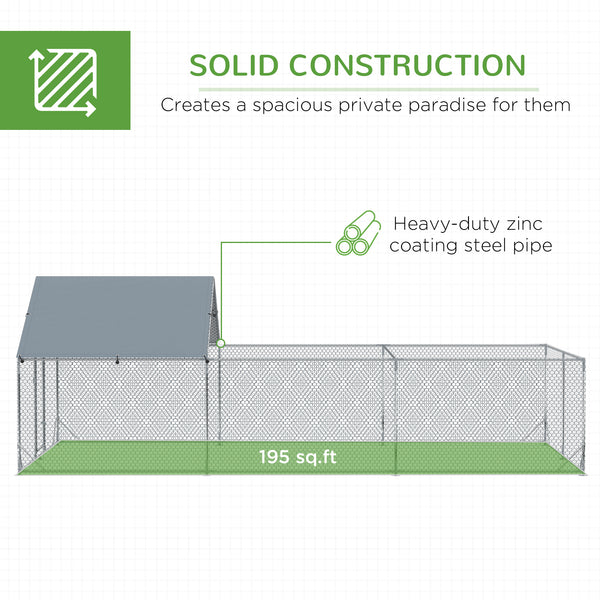 Metal chicken coop with waterproof and anti-UV cover