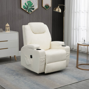 Massage chair with 8 vibration points, cream white