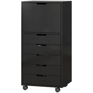 5-drawer mobile filing cabinet and storage unit, black
