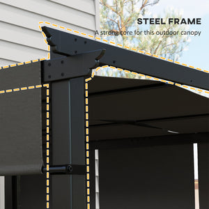 10' x 10' Outdoor Metal Pergola with Retractable Awning, Anthracite Gray