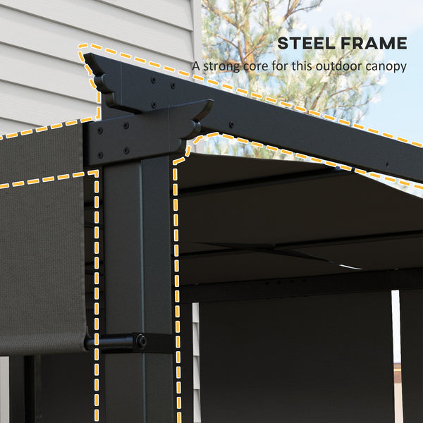 10' x 10' Outdoor Metal Pergola with Retractable Awning, Anthracite Gray