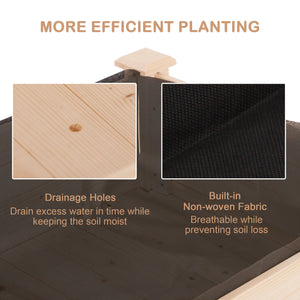 Raised wooden planter with legs, natural wood color