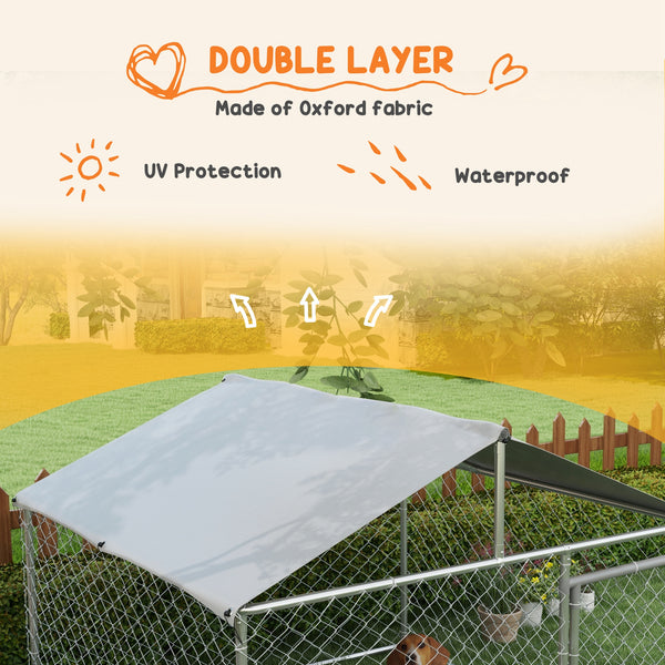 Heavy-duty galvanized steel outdoor dog kennel with UV-resistant roof