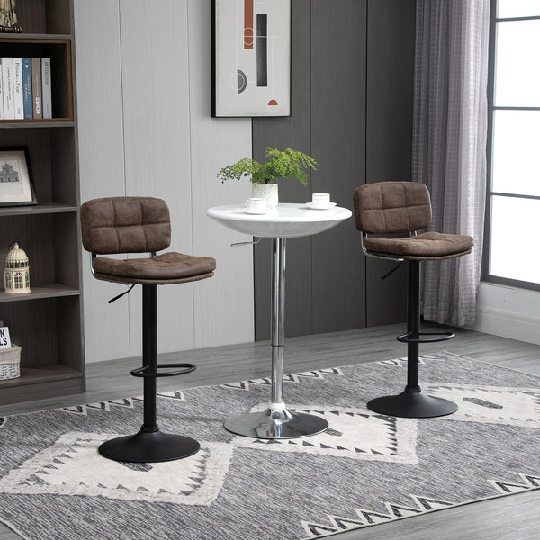 Set of 2 Counter Height Swivel Bar Stools with Adjustable Height, Backrest and Footrest, in PU Leather