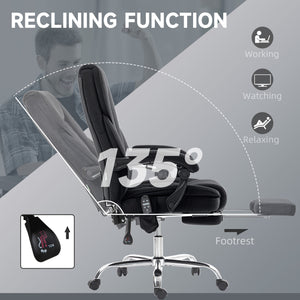 Massage office chair with adjustable height and footrest, black